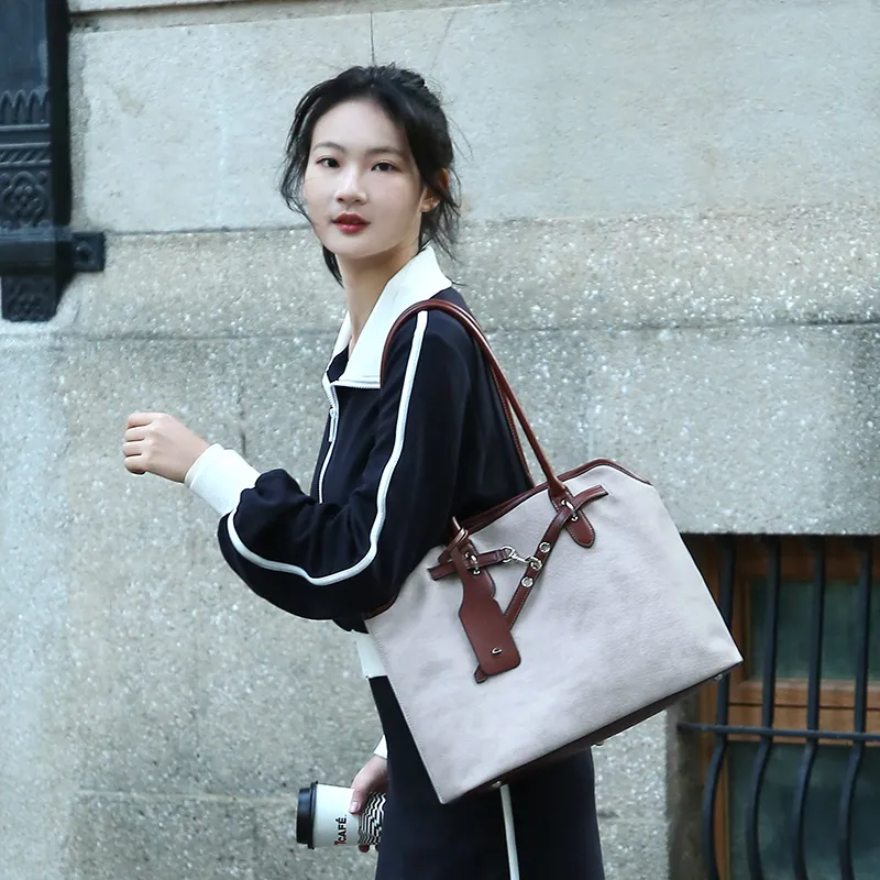 MAKEUP KITTEN PU Office Date Handbag Tote Bag Shoulder Bag Regular Women's Light Blue/Khaki-4