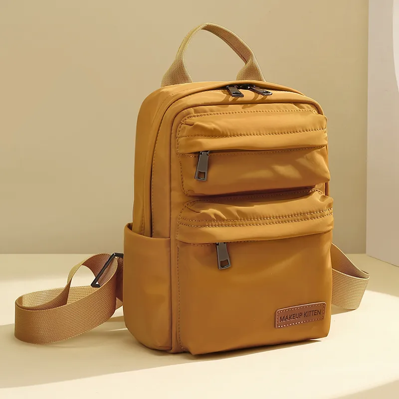 MAKEUP KITTEN Nylon Fabric Synthetic Leather Student Backpack Regular Unisex Multicolor-12