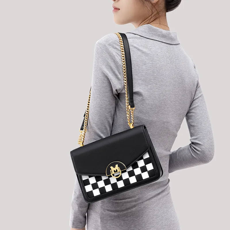 MAKEUP KITTEN With Cow Leather Small Square Bag, Crossbody Bag, Shoulder Bag Women's Black-9