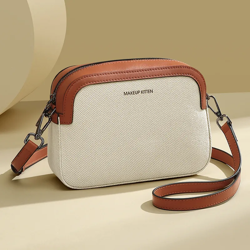 MAKEUP KITTEN Canvas Bag, Shoulder Bag, Crossbody Bag Women's Khaki-2