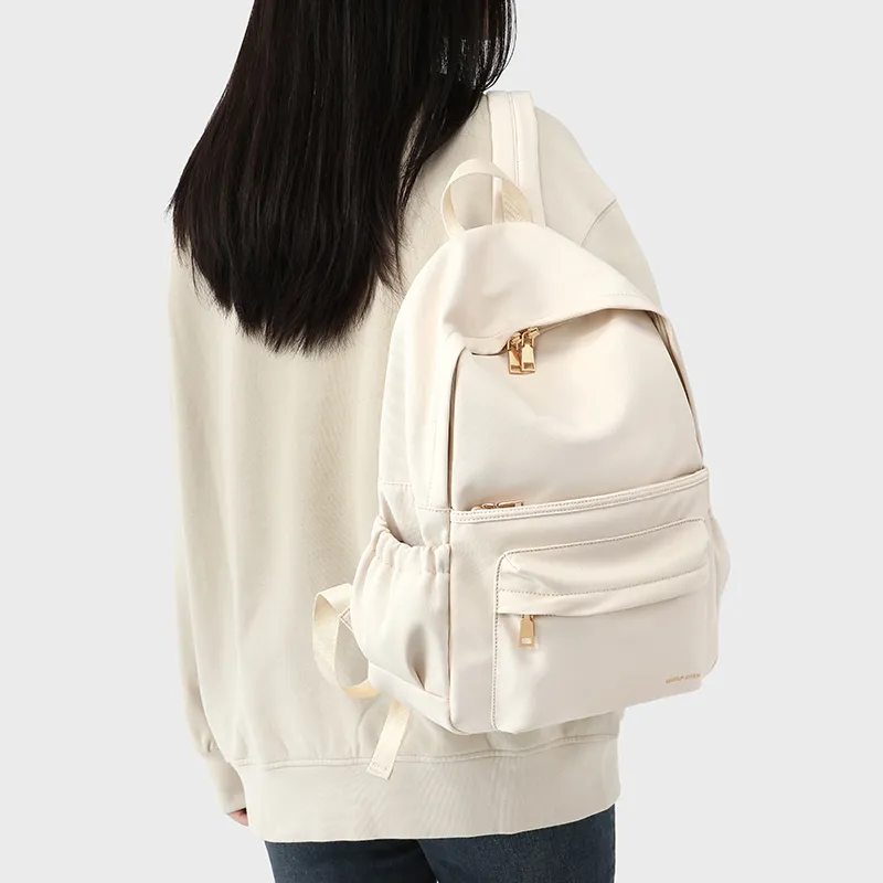 MAKEUP KITTEN Polyester Handbag Backpack Backpack Regular Unisex Ecru-11