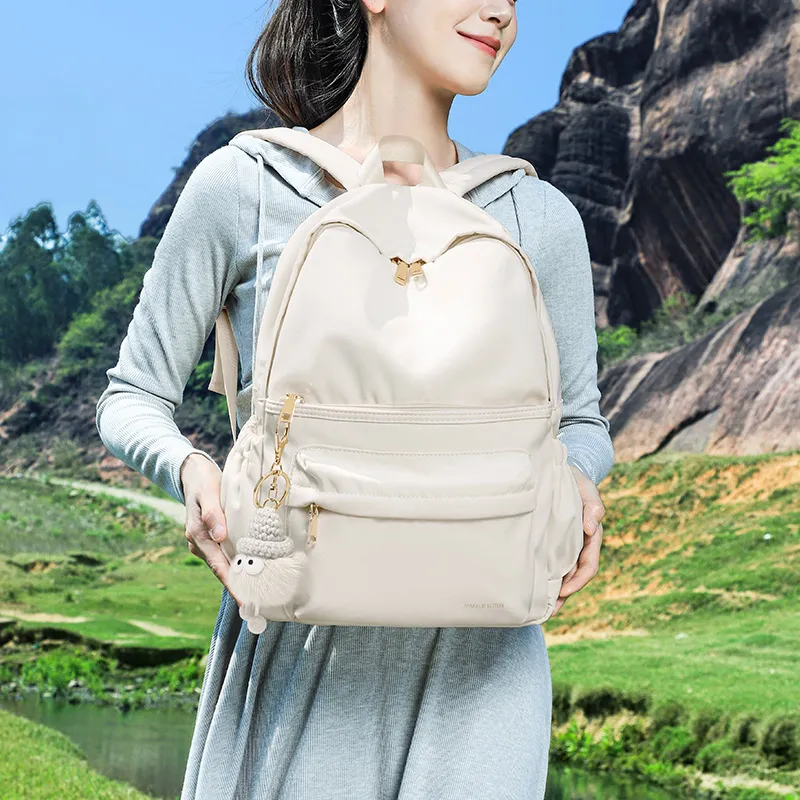 MAKEUP KITTEN Polyester Handbag Backpack Backpack Regular Unisex Ecru-4
