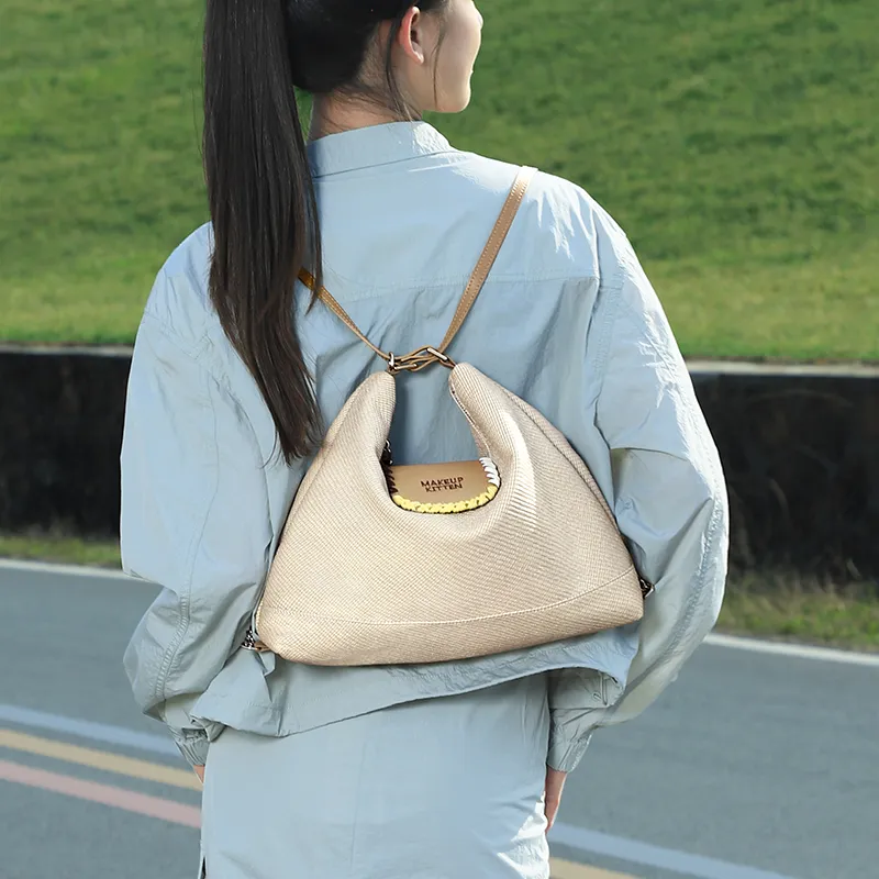 MAKEUP KITTEN PU With Synthetic Leather Tote Underarm Shoulder Bag Women's Khaki-6