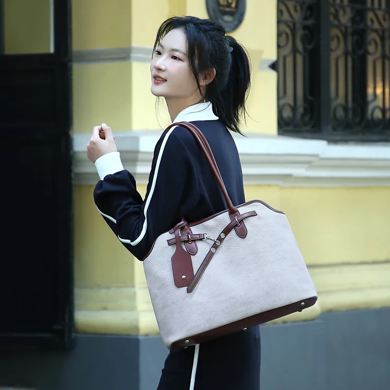 MAKEUP KITTEN PU Office Date Handbag Tote Bag Shoulder Bag Regular Women's Light Blue/Khaki-3