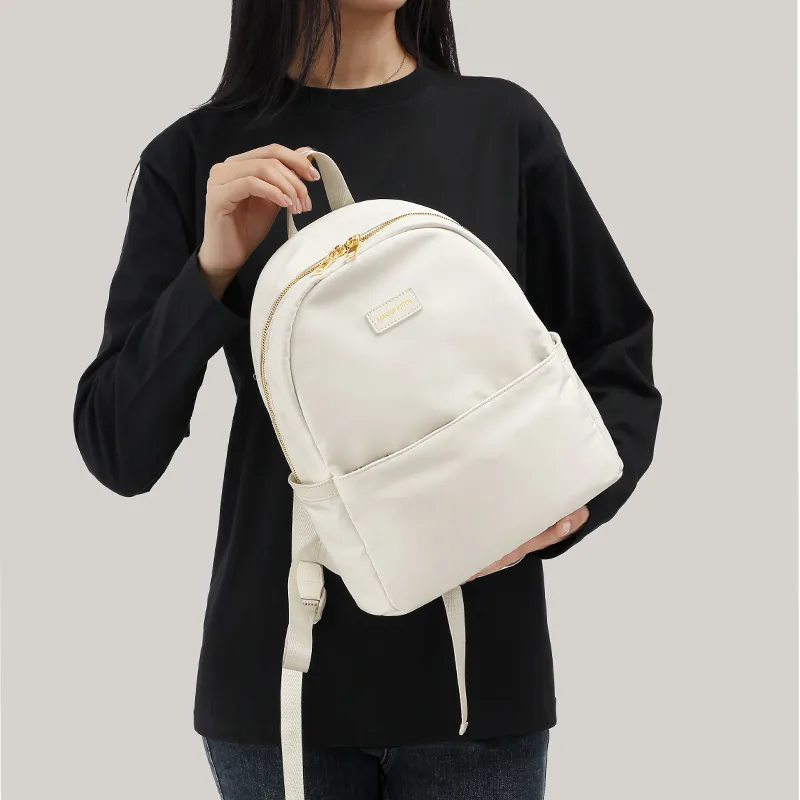 MAKEUP KITTEN Nylon Fabric Backpack Regular Unisex Ecru-8