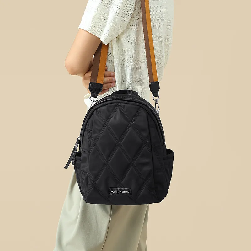 MAKEUP KITTEN Synthetic Leather Backpacks Backpack Regular Women's Apricot/Black/Khaki Apricot-2