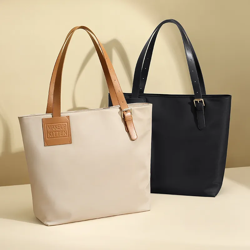 MAKEUP KITTEN Nylon Handbag Shoulder Bag Women's Black/Khaki-10