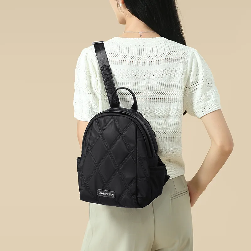 MAKEUP KITTEN Synthetic Leather Backpacks Backpack Regular Women's Apricot/Black/Khaki Apricot-4