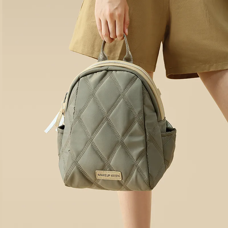 MAKEUP KITTEN Synthetic Leather Backpacks Backpack Regular Women's Apricot/Black/Khaki Apricot-10
