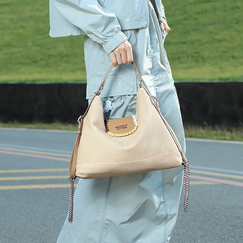 MAKEUP KITTEN PU With Synthetic Leather Tote Underarm Shoulder Bag Women's Khaki-5