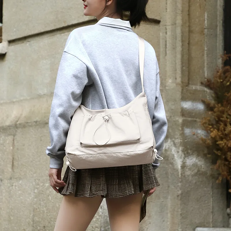MAKEUP KITTEN Nylon Fabric Shoulder Bag Crossbody Bag Women's Apricot-4