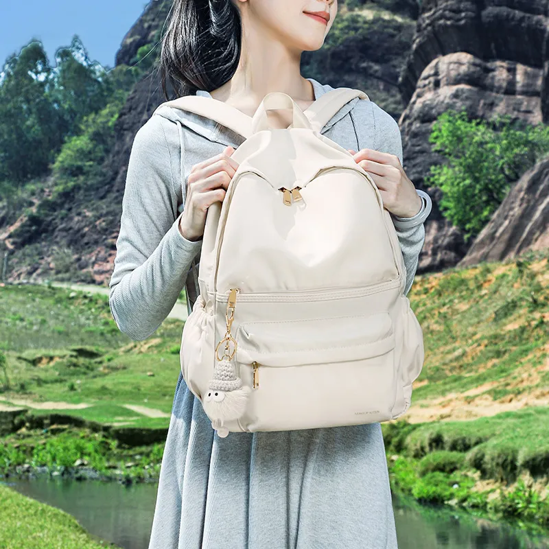 MAKEUP KITTEN Polyester Handbag Backpack Backpack Regular Unisex Ecru-5