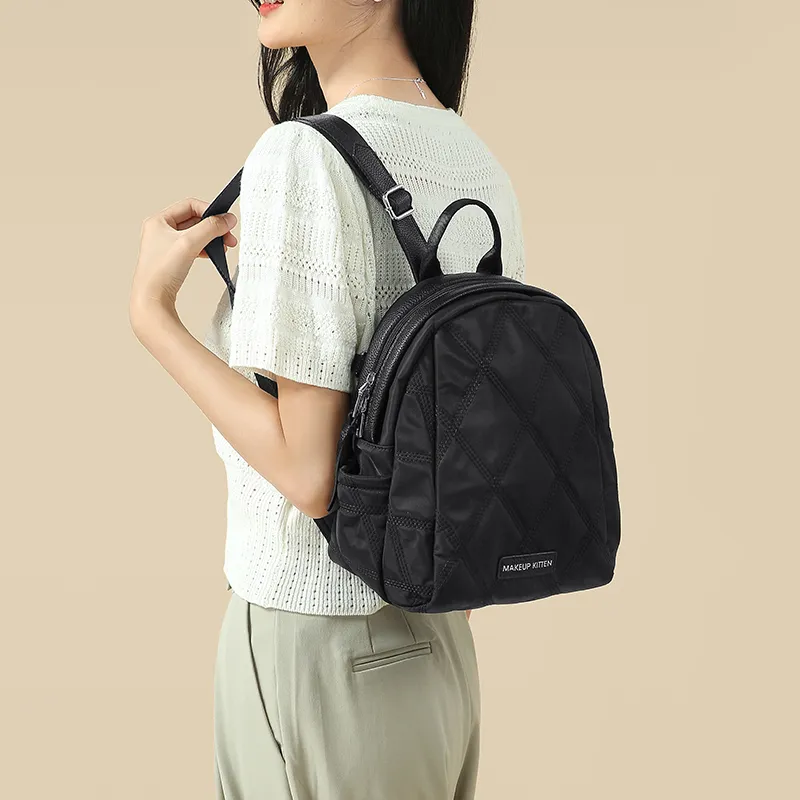 MAKEUP KITTEN Synthetic Leather Backpacks Backpack Regular Women's Apricot/Black/Khaki Apricot-3