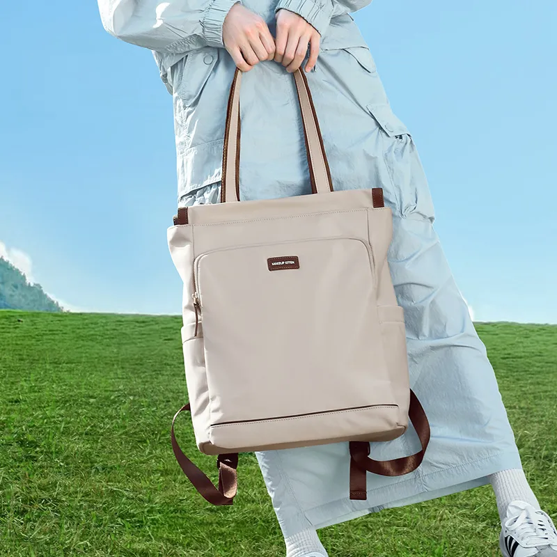 MAKEUP KITTEN Nylon Synthetic Leather Backpack One Shoulder Bag Regular Women's Khaki-4