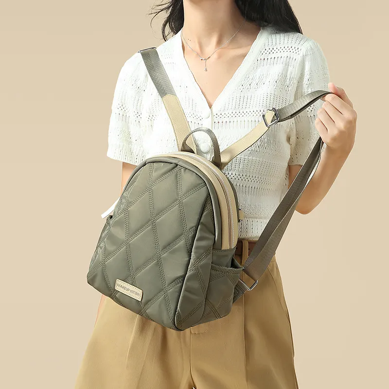MAKEUP KITTEN Synthetic Leather Backpacks Backpack Regular Women's Apricot/Black/Khaki Apricot-13