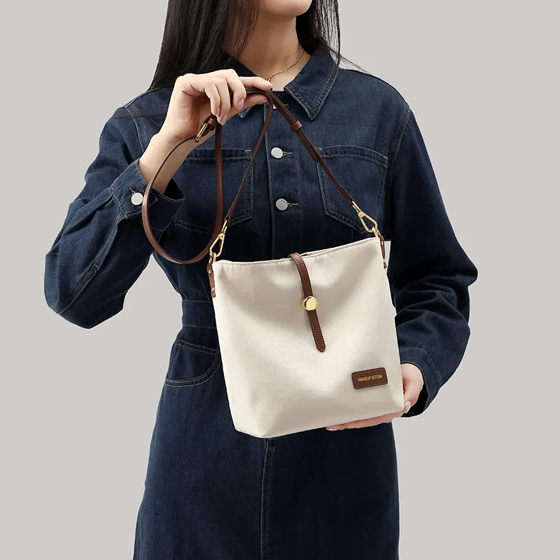 MAKEUP KITTEN Fabric+Synthetic Leather Shoulder Bag Crossbody Bag Regular Women's Ecru-6