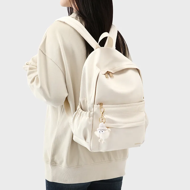 MAKEUP KITTEN Polyester Handbag Backpack Backpack Regular Unisex Ecru-10