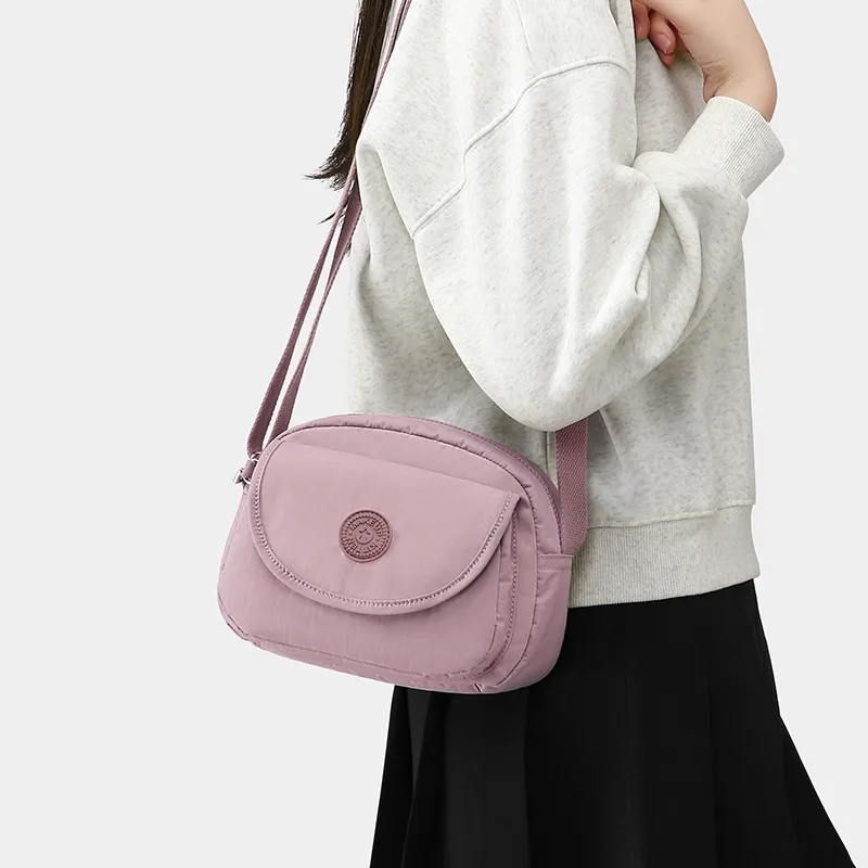 MAKEUP KITTEN Nylon And Synthetic Leather Shoulder Bag Crossbody Bag Regular Women's Black/Pink Purple-7