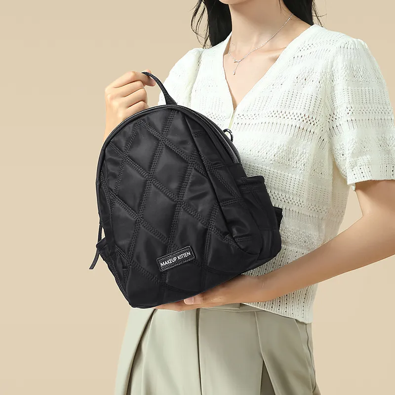 MAKEUP KITTEN Synthetic Leather Backpacks Backpack Regular Women's Apricot/Black/Khaki Apricot-6