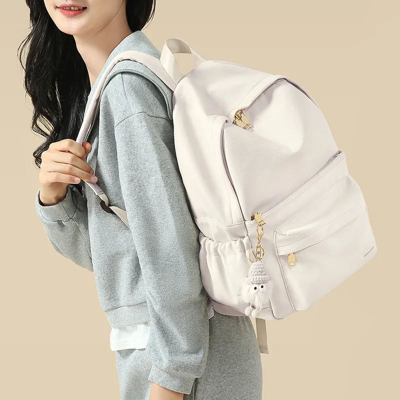 MAKEUP KITTEN Polyester Handbag Backpack Backpack Regular Unisex Ecru-9