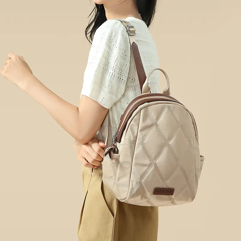 MAKEUP KITTEN Synthetic Leather Backpacks Backpack Regular Women's Apricot/Black/Khaki Apricot-18