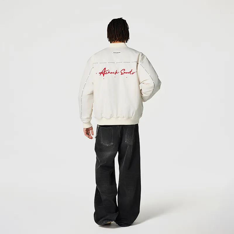 A Chock Baseball Jacket Unisex White-3