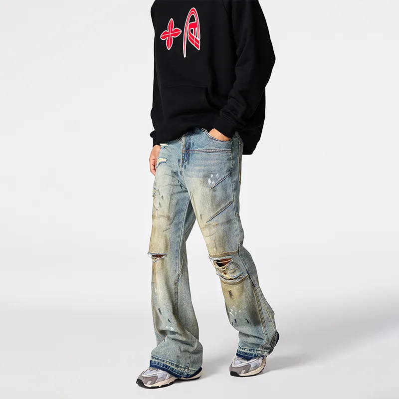 A Chock Jeans Unisex Distressed Washed Blue-2
