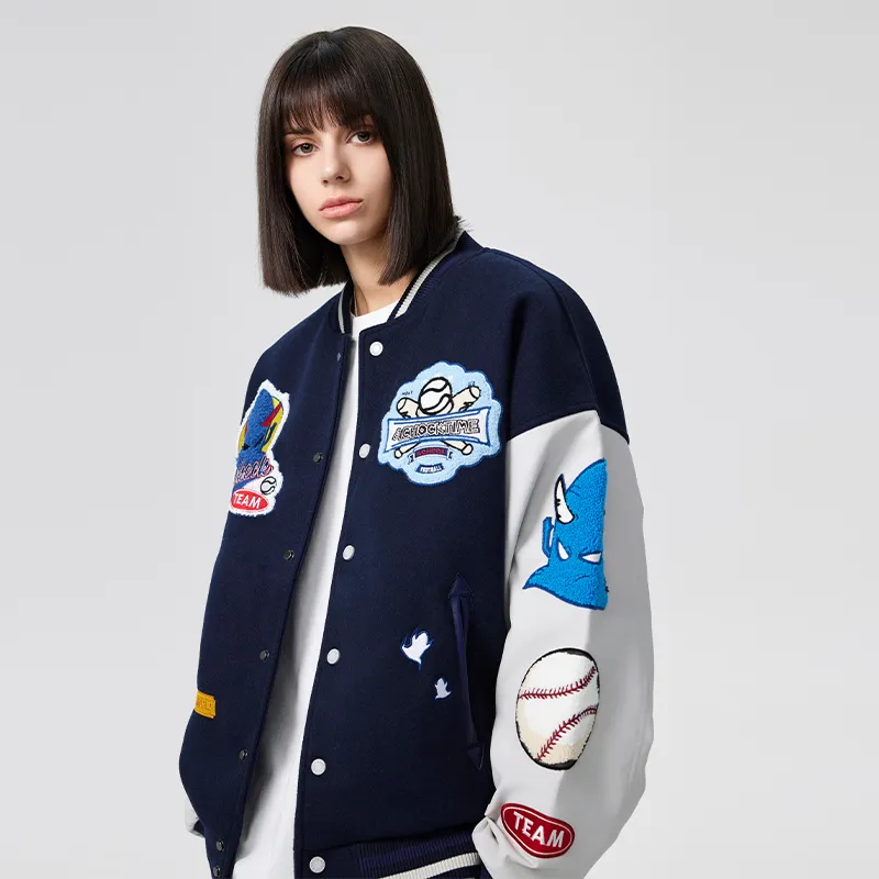 A Chock Baseball Jacket Unisex Navy Blue-3