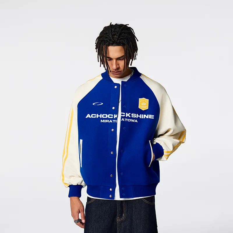 A Chock Baseball Jacket Unisex Blue-4