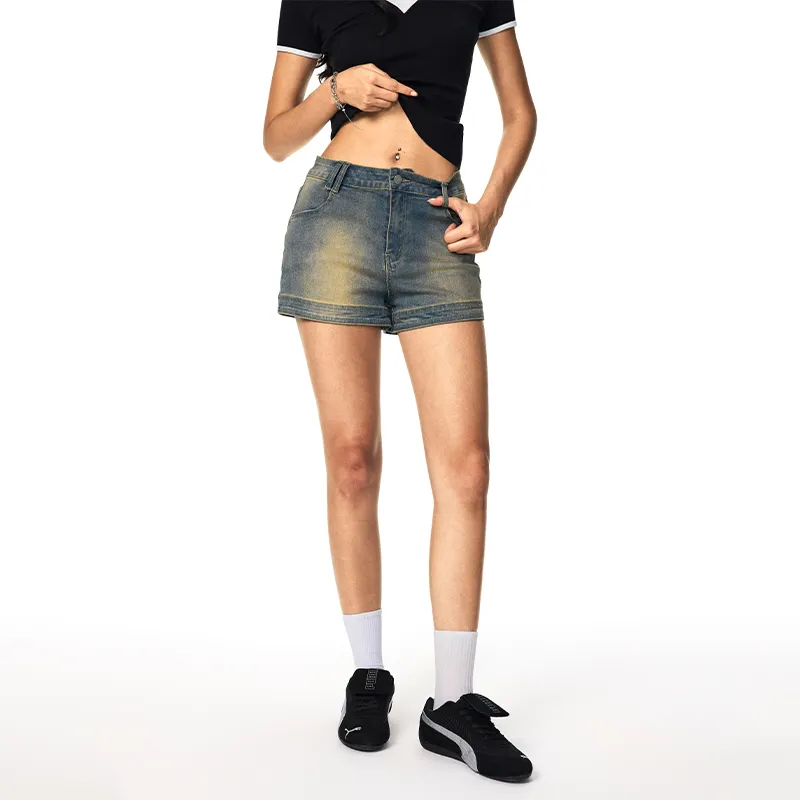 A Chock Denim Shorts Women's Blue-5