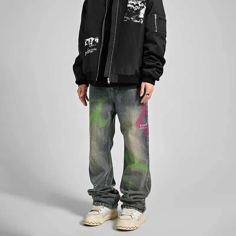 A chock Spray Paint Unisex Jeans-2
