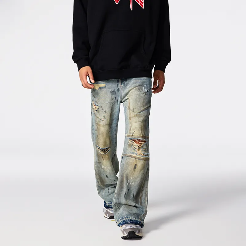 A Chock Jeans Unisex Distressed Washed Blue-3