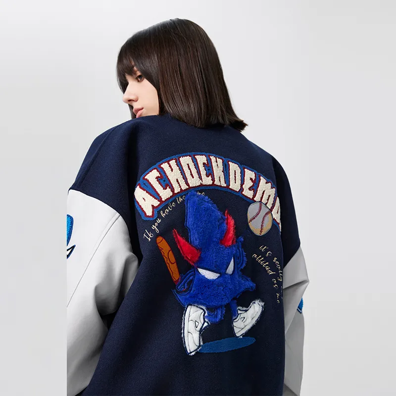 A Chock Baseball Jacket Unisex Navy Blue-2