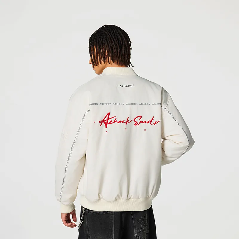 A Chock Baseball Jacket Unisex White-2