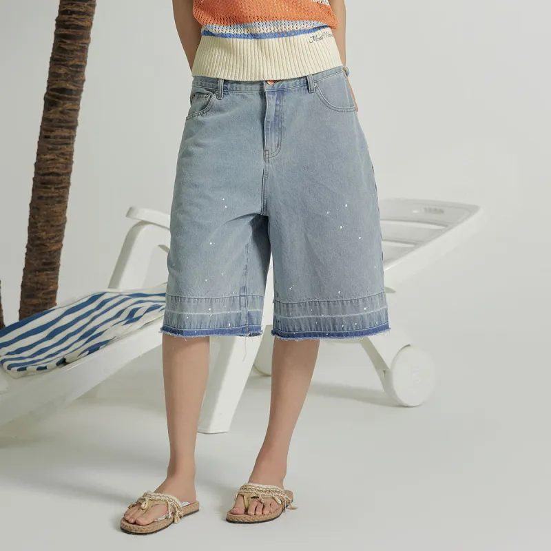 MostwantedLab MostwantedLab Hamburger Denim Shorts Unisex Denim Blue-6