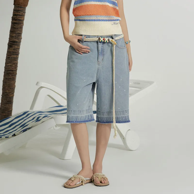MostwantedLab MostwantedLab Hamburger Denim Shorts Unisex Denim Blue-9