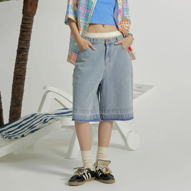 MostwantedLab MostwantedLab Hamburger Denim Shorts Unisex Denim Blue-3