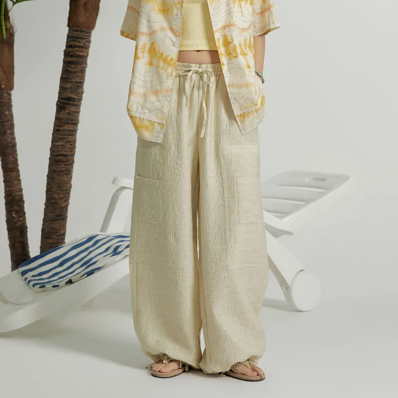 MostwantedLab Casual Pants Unisex Beige Yellow-4