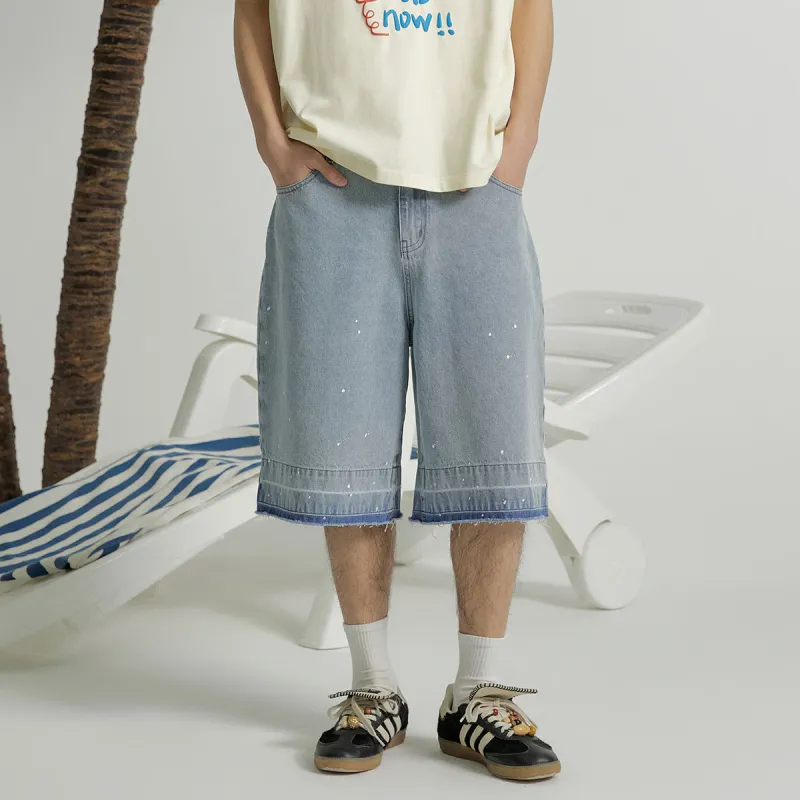 MostwantedLab MostwantedLab Hamburger Denim Shorts Unisex Denim Blue-4