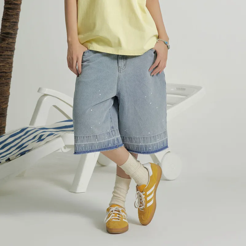 MostwantedLab MostwantedLab Hamburger Denim Shorts Unisex Denim Blue-5
