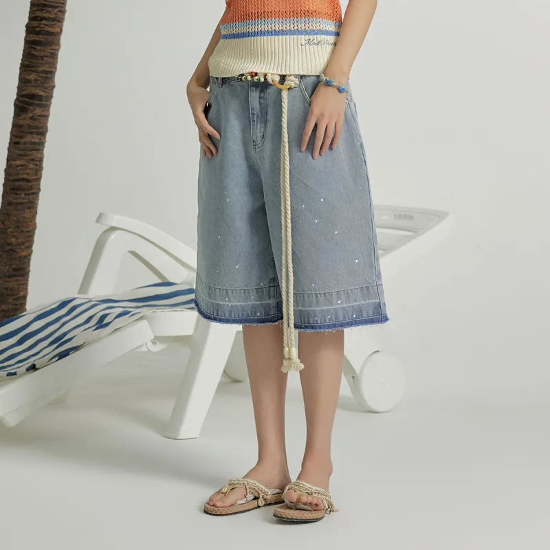 MostwantedLab MostwantedLab Hamburger Denim Shorts Unisex Denim Blue-8