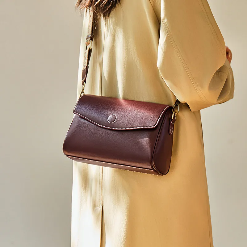 CNNCOO Synthetic Leather Small Square Crossbody Bag Women's Burgundy-3