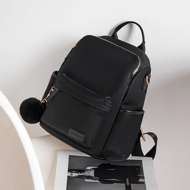 CNNCOO Fabric Backpack Women's Midnight Black-4