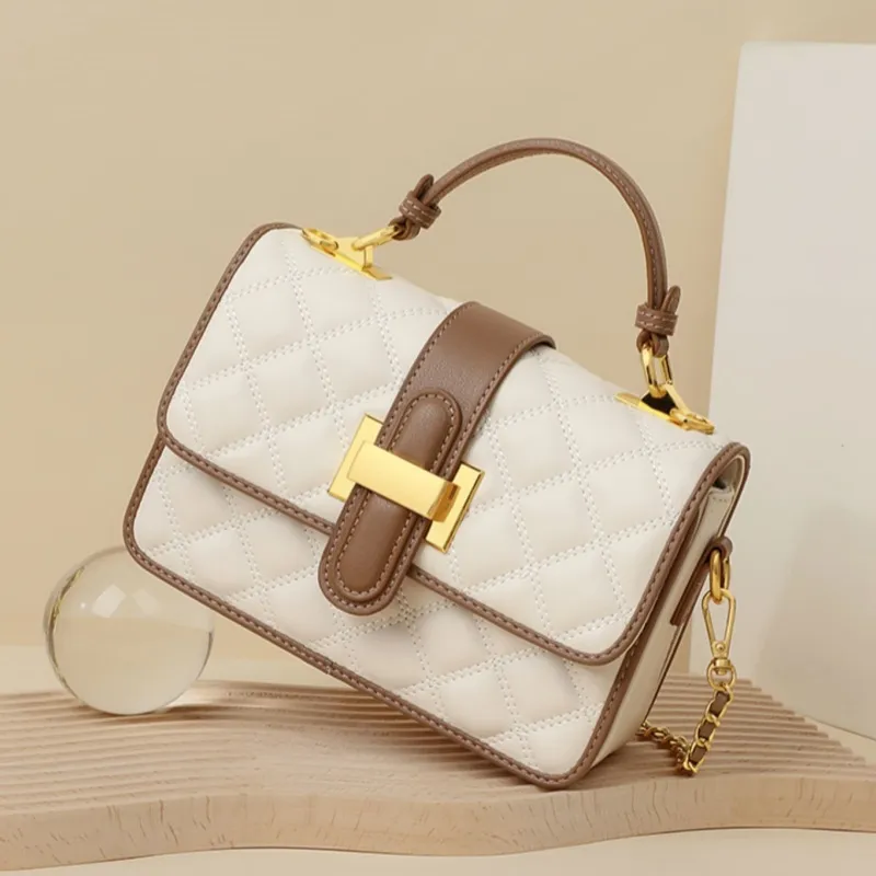 CNNCOO Cow Leather Shoulder Bag, Crossbody Bag, Handbag Regular Women's Ecru/Black/Extreme Night Black-3