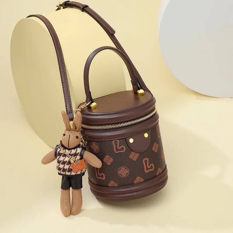 CNNCOO Synthetic Leather Bucket Bag, One Shoulder Handbag Regular Women's Coffee-3