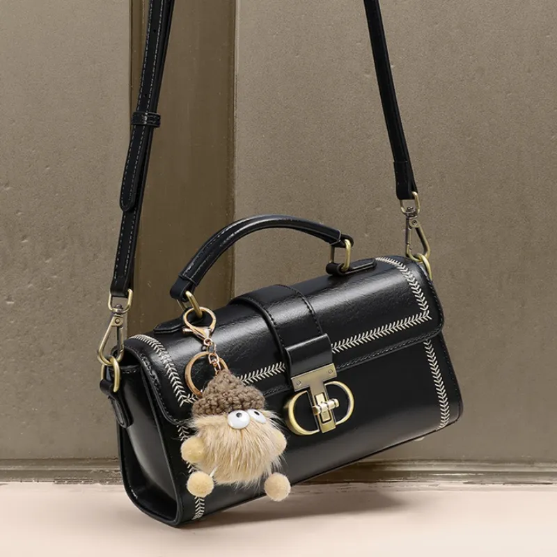 CNNCOO Synthetic Leather One Shoulder Handbag Women's Ecru/Brown/Midnight Black-12