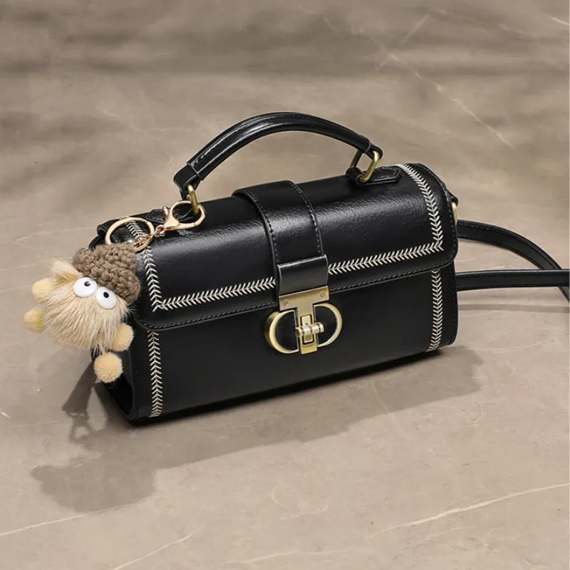 CNNCOO Synthetic Leather One Shoulder Handbag Women's Ecru/Brown/Midnight Black-13