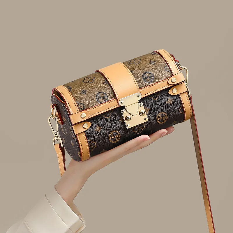 CNNCOO Synthetic Leather Cylinder Bag Crossbody Bag Women's Coffee-1