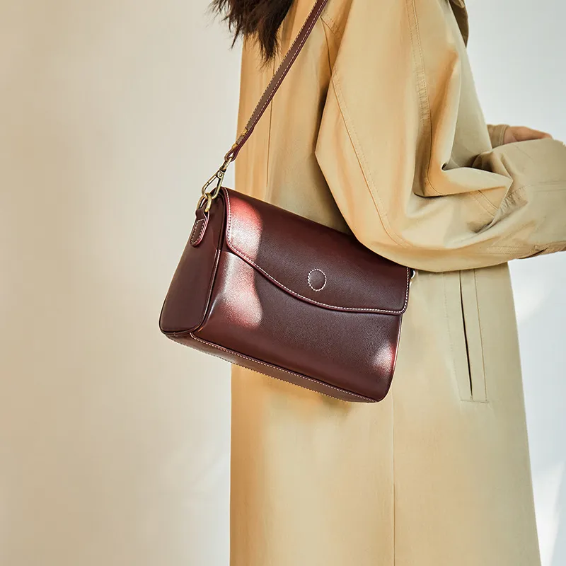 CNNCOO Synthetic Leather Small Square Crossbody Bag Women's Burgundy-2