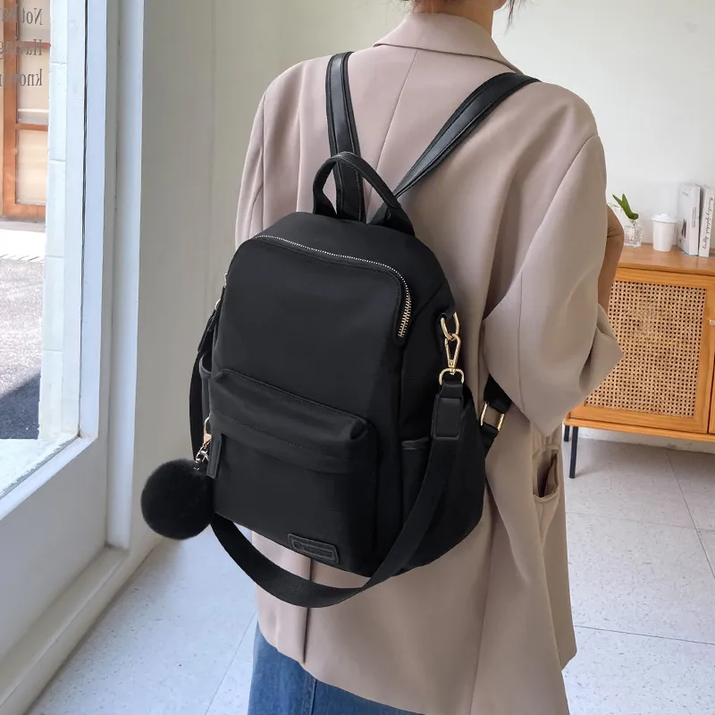 CNNCOO Fabric Backpack Women's Midnight Black-2